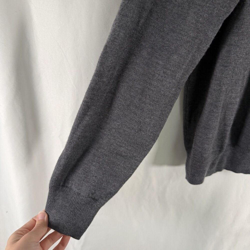 Jos A Bank 100% Merino Wool Sweater Men's Medium Gray 1/4 Zip Pullover Knit - Picture 6 of 10